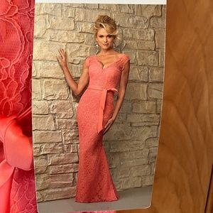 Mori Lee by Madeline Gardner Coral Lace Dress